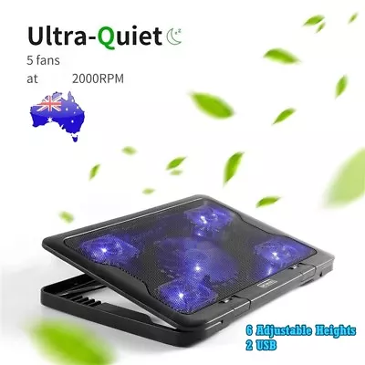 $22.99 • Buy 5 Fans LED USB Adjustable Height Cooler Cooling Pad Laptop Notebook 7 -17  Stand