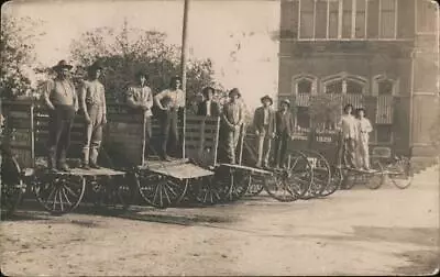 RPPC WacoTX Men In Wagons McLennan County Occupational Texas Postcard 1c Stamp • $19.99