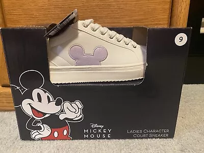 Disney Womens Mickey Mouse Purple Head Character Court Sneakers Shoes 9 NWT NIB • $14