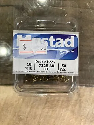 Mustad Double Hook Size 10-Brand New In Pack #7827 Quanity 50 Hooks NIP • $11