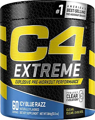 C4 Extreme Pre Workout Powder Icy Blue Razz | 60 Servings (Pack Of 1)  • $99.99