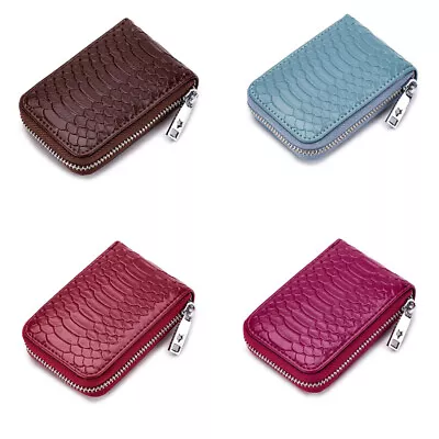 RFID Blocking Mens Womens Leather Zipper Wallet Credit Card Holder Pocket Purse • $7.96