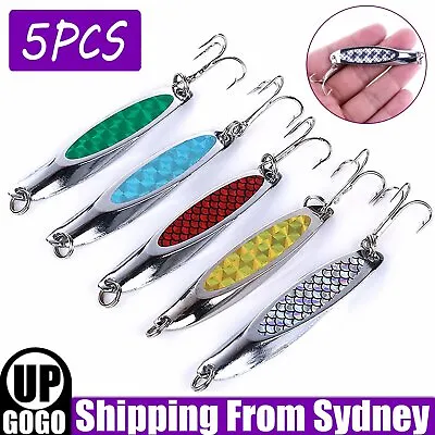 $10.99 • Buy 5pcs Fishing Lure Metal Slice Spoon Spinner Slugs Tackle Mackerel Tailor Lures A