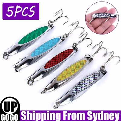 $10.99 • Buy 5pcs Fishing Lure Metal Slice Spoon Spinner Slugs Tackle Mackerel Tailor Lures A
