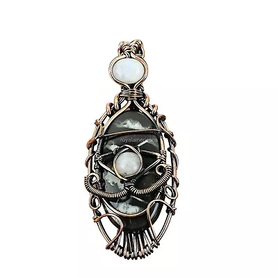 Gift For Her Copper Moroccan Mud Crack Fossil Evil Eye And Wire Wrapped 2.83  • $19.20