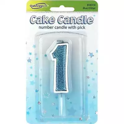 Blue Sparkling Fizz Number 1 One Cake Candle 1st First Birthday Party Supplies • $3.99