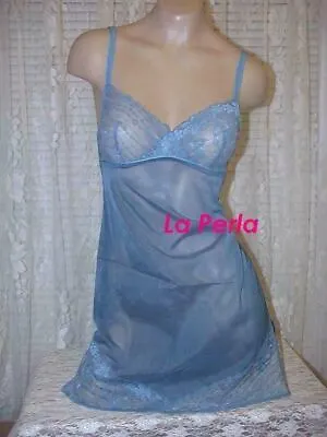 La Perla Sirena Collection L Tulle Lace Chemise Teal Blue • $109.99