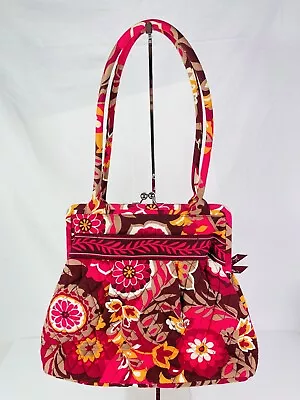 Vera Bradley Retired Folkloric Purse Kiss Snap Closure  Reds Orange Brown • $17.99