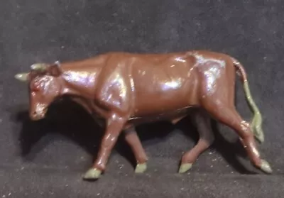 Vintage Painted Cast Iron Cow/Bull With Horns Miniature Figurine • $9.99