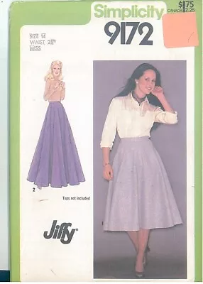 Simplicity Pattern 9172 Floor Length Circle Skirt Jiffy Misses Size 14 Vtg 70s • $4.79