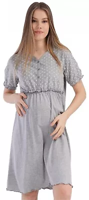 Happy Mama Women's Maternity Nursing Buttoned Nightshirt 1654 • £22