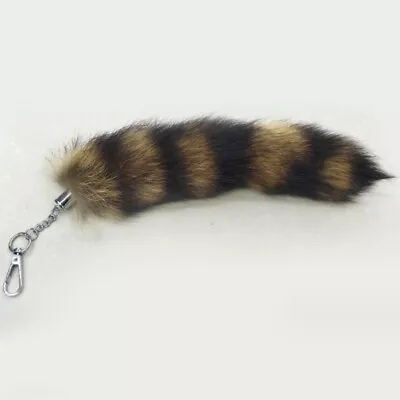 Cute Raccoon Tail Real Fur Car Keychain For Women Men Pompom Pendant Key Ring Pe • $5.05