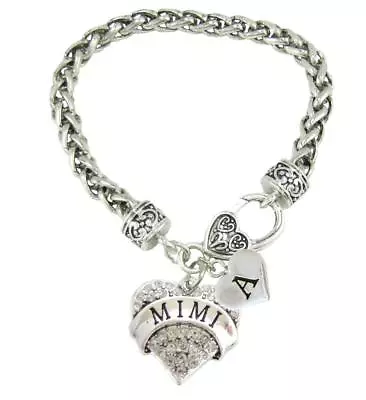 Custom Mimi Silver Crystal Heart Bracelet Jewelry Choose Initial Charm All 26 • $23.49