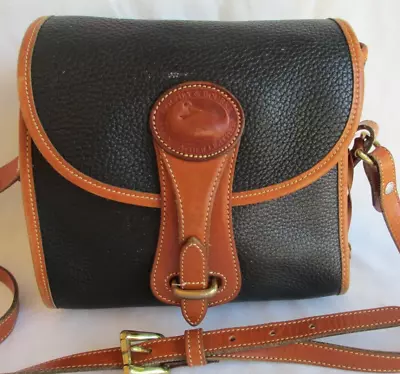 Dooney Bourke  Essex Vintage  Black/tan Awl Shoulder Crossbody Bag Usa Euc • $42