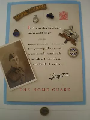 WW 2 Home Guard Certificate Named To John Park  W. York's With Photo And Badges • £65