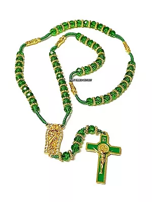 Rosario San Judas Tadeo Cristal Verde Recuerdos Saint Jude Green Crystal Rosary  • $14.95