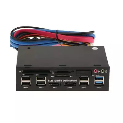 5.25  Multifunction Front Panel Media Dashboard USB3.0/2.0 Hub Card Reader • £25.90