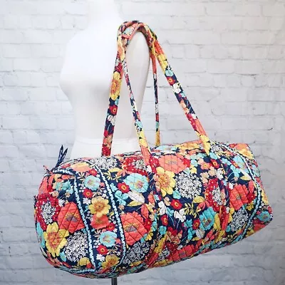 ❤️ VERA BRADLEY Happy Snails XL 26  Duffel Navy Floral • $62.99