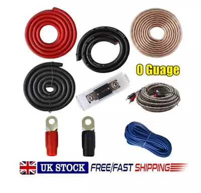 5000W 0 AWG GAUGE Car Amp Amplifier Power Cable Sub Subwoofer Wiring Install Kit • £23.99