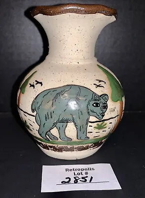 Vintage Tonala Mexican Pottery Small Bear VASE Signed C.O. Mexico • $23.75