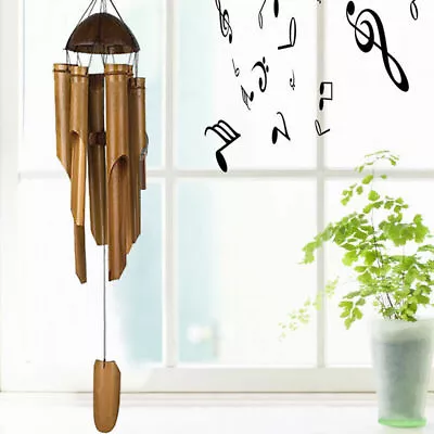 WIND CHIME Bamboo & Coconut XLARGE Windchime CHUNKY Hanging Garden Decoration • £9.83