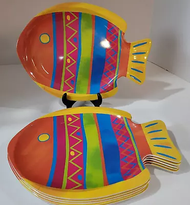 Brightly Colored Melamine Fish Shaped Dinner Plates - Set Of 4 • $20.40