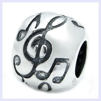 Sterling Silver Round Music Note Treble Symbol Bead For European Charm Bracelet • $14.99