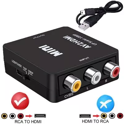 RCA To HDMI AV To HDMI Converter 1080P Mini RCA Composite Video Audio Converter • $6.99