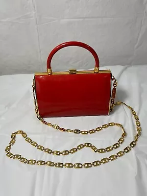 ST JOHN Trunk Red BAG Leather  Chain Crossbody Small Bag Saint John • $300