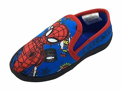 Boys Spiderman Slippers Marvel Slip On Kids Size 8-2 Royal Blue Official • £9.99