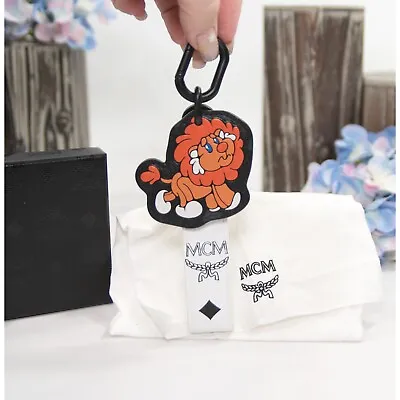 MCM X SAMBYPEN Henry Timid Lion Logo Leather Large Bag Charm Keychain NWT • $171.15