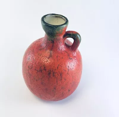 RUSCHA KERAMIK Vulkano Orange Bottle Vase West German Pottery Fat Lava Jug MCM • $100