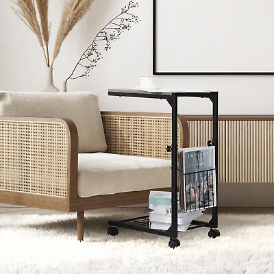 Sofa Side Table With Storage C Couch Table C Shaped End Table Height Adjustable • $27.99