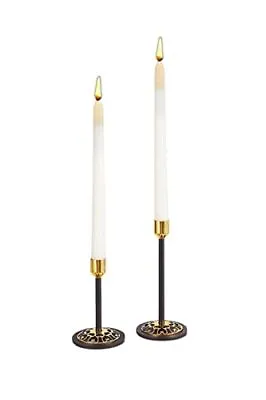 £15.97 • Buy ENLAS Candle Holder Set Of 2 For Taper Candles With Gold Color Metal Design F...
