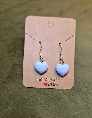 Baby Blue Heart Drop Earrings Free Postage • £2.99