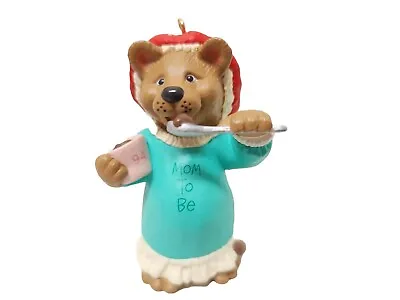 Vintage 1994 Hallmark Mom-to-Be Ornament Pregnant Bear Eating Ice Cream Original • $7.99