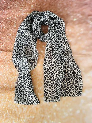 Fashion Scarf Chiffon  - Leopard Print /animal Print - Purple & Black • £5.49