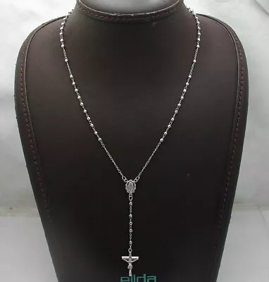 $349.50 • Buy 17  2.5mm Diamond Cut Rosary Chain Cross Crucifix Necklace Real 10K White Gold 
