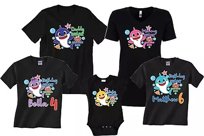 Baby Shark Mommy Daddy Shark Party Family Shark Birthday Boy/girl Black T-Shirts • $13.99