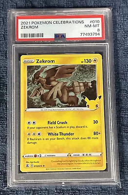 2021 Pokemon Celebrations Zekrom - HOLO #010 PSA 8 NM-MT • $12.99