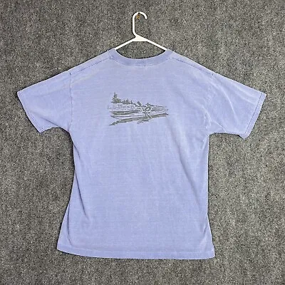 VINTAGE L.L. Bean Mens T Shirt Large L Short Sleeve Blue Kayak Cotton 90s Canoe • $29.95