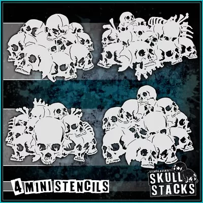 Skull Stack Mini Set #2 - Skull Pile Airbrush Stencil Template • $20