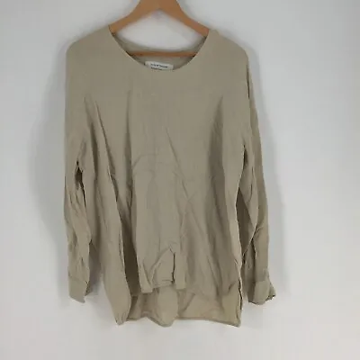 $49.95 • Buy Scanlan Theodore Womens Blouse Top Size 12 Beige Long Sleeve Round Neck 033088