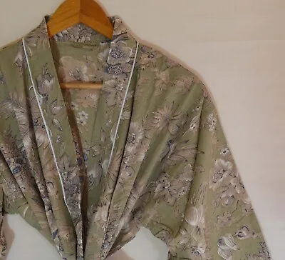 $42.89 • Buy Kimono Indian Hand Block Print Floral Dress Bathrobe Women Night Wear Shirt Long