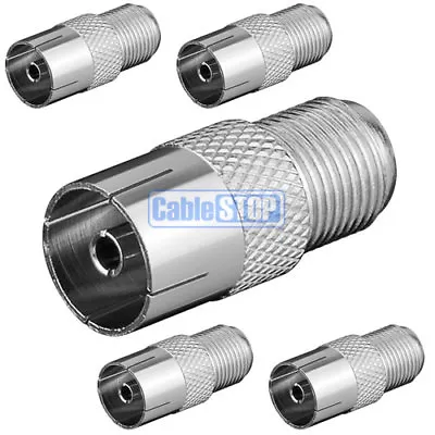 5 X FEMALE COAX To F TYPE FEMALE SCREW SOCKET TV Aerial Sky Connector Adapter • £3.65