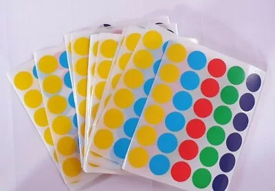 13mm Coloured Dot Stickers Round Sticky Dots Adhesive Circles Labels • £1.25