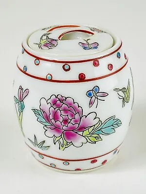 $24.99 • Buy Vintage Famille Rose Barrel Chinese Miniature Porcelain Ginger Jar W/ Lid China 