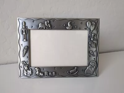 Malden 4 X 6 Pewter Tone Baby Child Picture Frame Alphabet Toys Easel Desk Top • $6