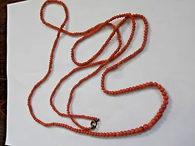 54  Antique Vintage Red Coral Beaded Necklace Double Or Triple Strand • $180