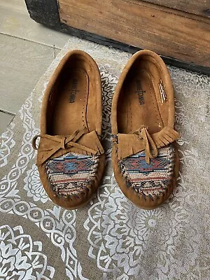 Minnetonka Moccasins Womens 8.5 El Paso II Slip On Flats Brown Suede Loafer 472K • $35